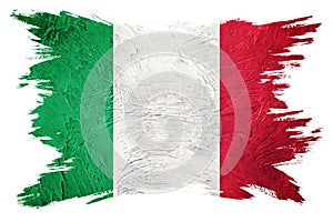 Grunge Italy flag. Italian flag with grunge texture. Brush stroke