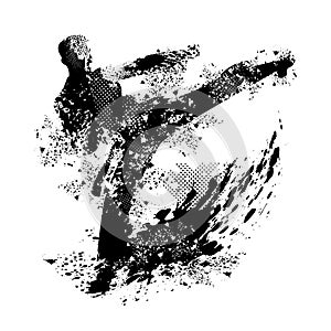 Grunge karate kick vector and png transparency