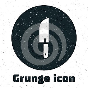 Grunge Knife icon isolated on white background. Cutlery symbol. Monochrome vintage drawing. Vector
