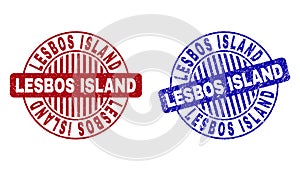 Grunge LESBOS ISLAND Textured Round Stamps