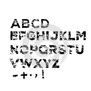 Grunge letters of the alphabet. Distorted letters A to Z