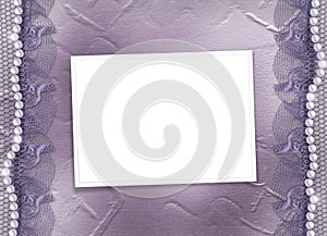 Grunge lilac frame for photo with pearls