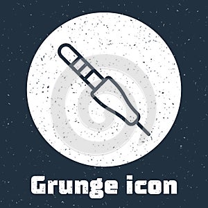Grunge line Audio jack icon isolated on grey background. Audio cable for connection sound equipment. Plug wire. Musical
