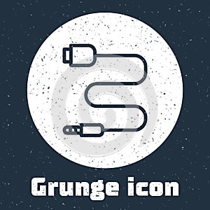 Grunge line Audio jack icon isolated on grey background. Audio cable for connection sound equipment. Plug wire. Musical