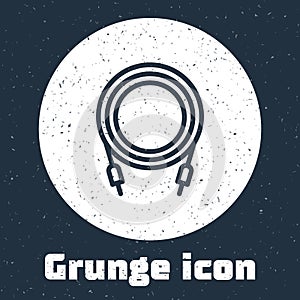 Grunge line Audio jack icon isolated on grey background. Audio cable for connection sound equipment. Plug wire. Musical