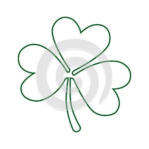 Grunge line clover shamrock leaf isolated on a white background.