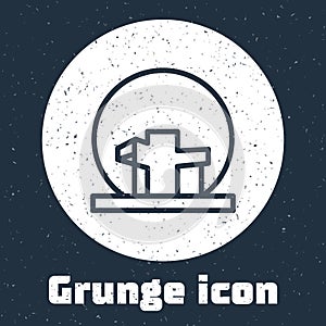 Grunge line Montreal Biosphere icon isolated on grey background. Monochrome vintage drawing. Vector