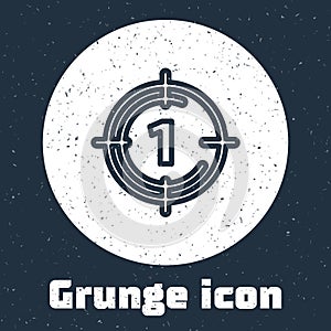 Grunge line Old film movie countdown frame icon isolated on grey background. Vintage retro cinema timer count