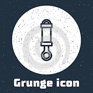 Grunge line Shock absorber icon isolated on grey background. Monochrome vintage drawing. Vector