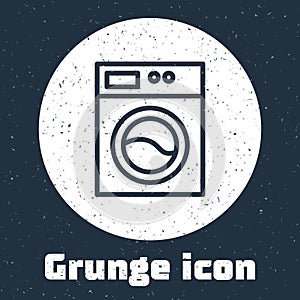 Grunge line Washer icon isolated on grey background. Washing machine icon. Clothes washer - laundry machine. Home appliance symbol
