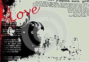 Grunge love background vector