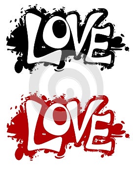 Grunge Love Ink Splatter Logos or Banners