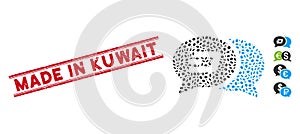 Grunge Made in Kuwait Line Stamp and Mosaic Dash Chat Messages Icon