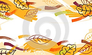 grunge marker leaves and shapes in autumn fall wind for seasonal sale promo panel