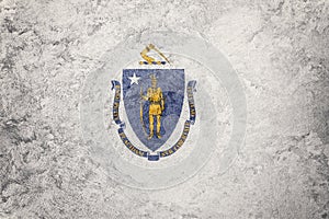 Grunge Massachusetts state flag. Massachusetts flag background g