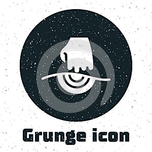 Grunge Massage icon isolated on white background. Relaxing, leisure. Monochrome vintage drawing. Vector