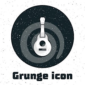 Grunge Mexican guitar icon isolated on white background. Acoustic guitar. String musical instrument. Monochrome vintage