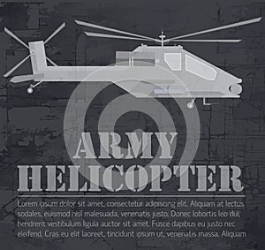 Grunge military helicopter icon background concept. Vector illustration design