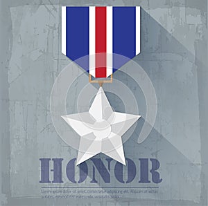 Grunge military honor medal icon background