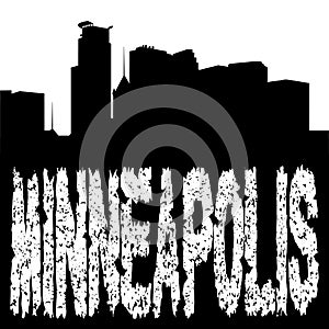Grunge Minneapolis with skyline