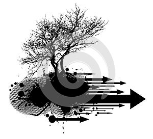 Grunge modern tree design element
