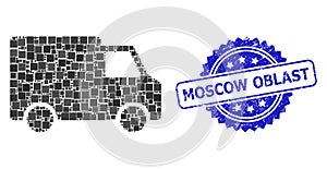 Grunge Moscow Oblast Seal and Square Dot Mosaic Van Car