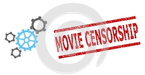 Grunge Movie Censorship Stamp and Halftone Dotted Mechanism