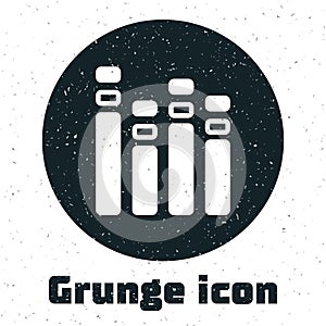 Grunge Music equalizer icon isolated on white background. Sound wave. Audio digital equalizer technology, console panel