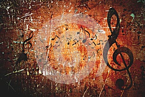 Grunge music pattern background