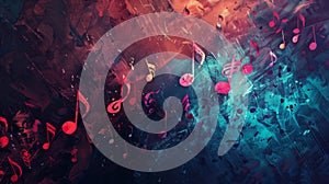 Grunge Musical notes abstract Background