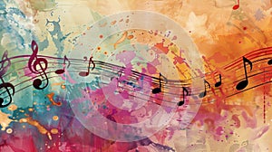 Grunge Musical notes abstract Background