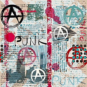 Grunge newspaper with word Punk photo