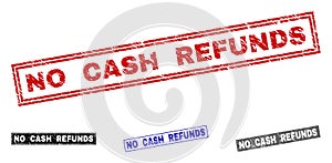 Grunge NO CASH REFUNDS Textured Rectangle Stamp Seals