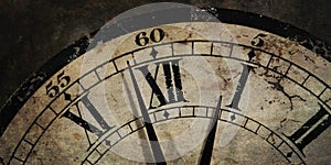 Grunge old Clock showing the Time