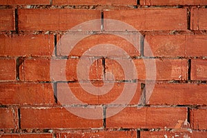 Grunge old cracked ochre brick wall background