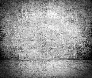 GRUNGE old gray concrete wall with the floor, the rough texture
