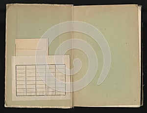 Grunge old paper for treasure map or vintage. Unfolded book dark smudged paper. photo