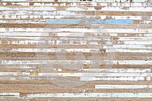 Grunge old wooden furniture with peeling shabby blue and green paint wood surface textured abstract background. Old rustic vintage