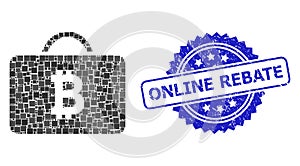 Grunge Online Rebate Stamp Seal and Square Dot Mosaic Bitcoin Case