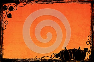 Grunge orange Halloween background with pumpkins