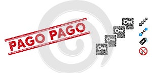 Grunge Pago Line Stamp with Mosaic Key Blockchain Icon photo