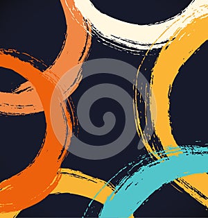 Grunge paint banner. Artistic colorful background with drawn circles.