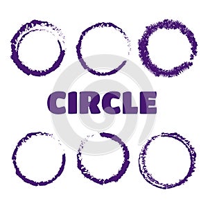 Grunge paint circle element set. Circle retro icons. Grun