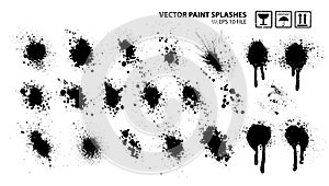 Grunge Paint Splashes Vector Set