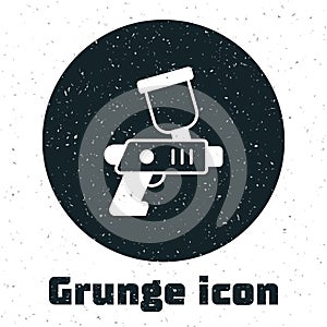 Grunge Paint spray gun icon isolated on white background. Monochrome vintage drawing. Vector