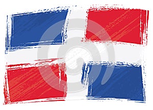 Grunge painted Dominican Republic flag