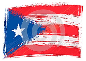 Grunge painted Puerto Rico flag