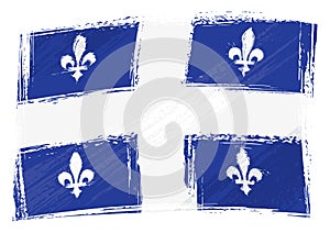 Grunge painted Quebec state flag photo