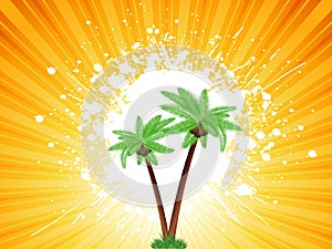 Grunge palm trees background