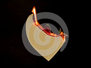 Grunge Paper Heart On Fire